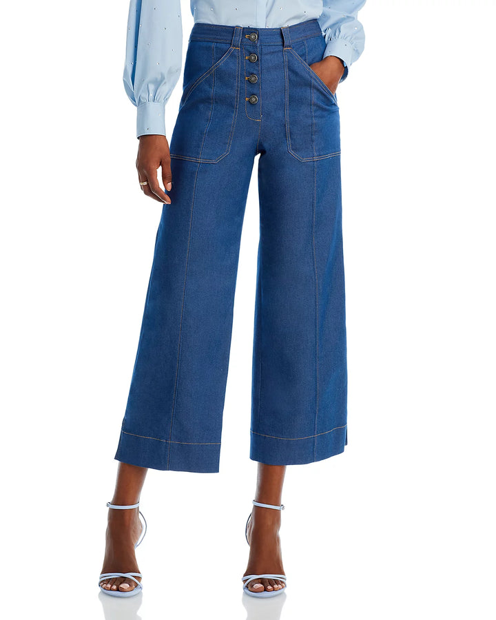 Cinq à Sept Benji Cropped Wide Leg Denim Pants