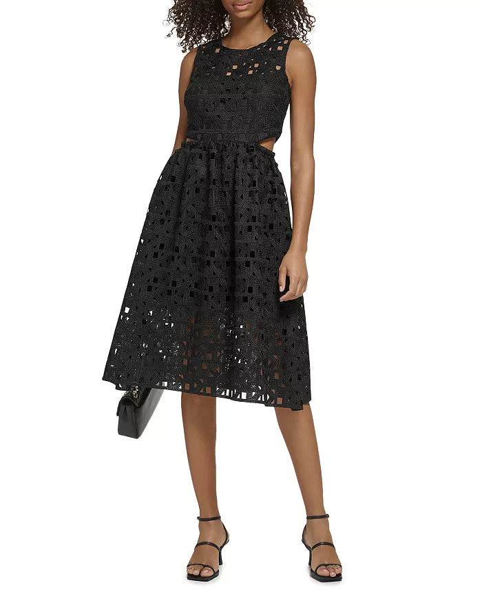 Karl Lagerfeld Paris Logo Openwork Dress
