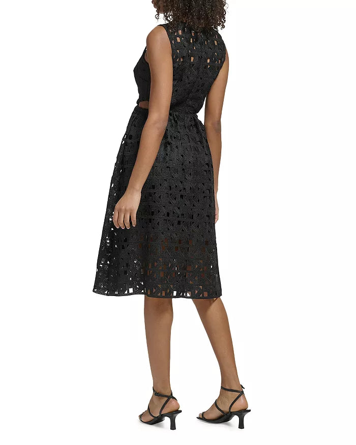 Karl Lagerfeld Paris Logo Openwork Dress