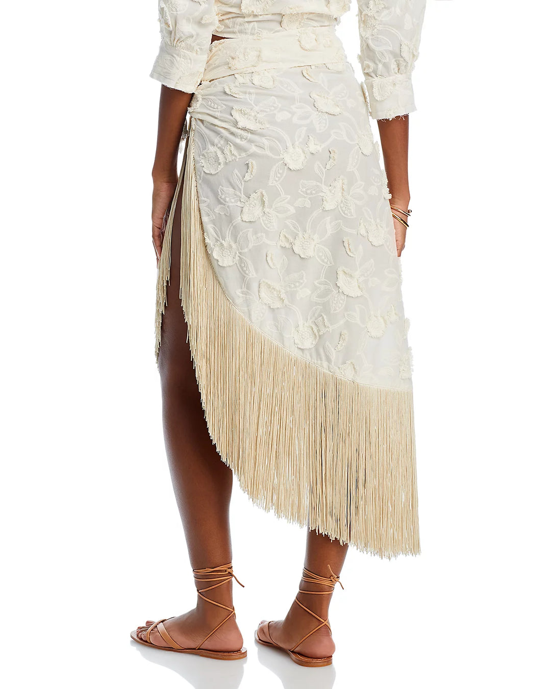 JUST BEE QUEEN Vera Floral Appliqué Fringe Sarong Swim Cover-Up