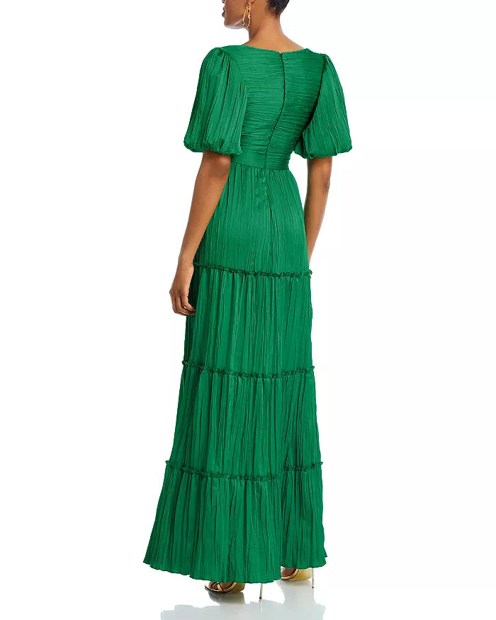 AQUA Pleated Cutout A Line Dress