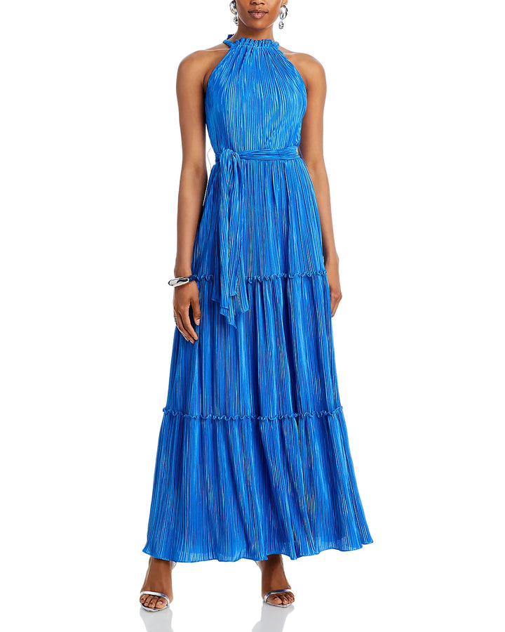 AQUA Pleated Tie Waist Dress