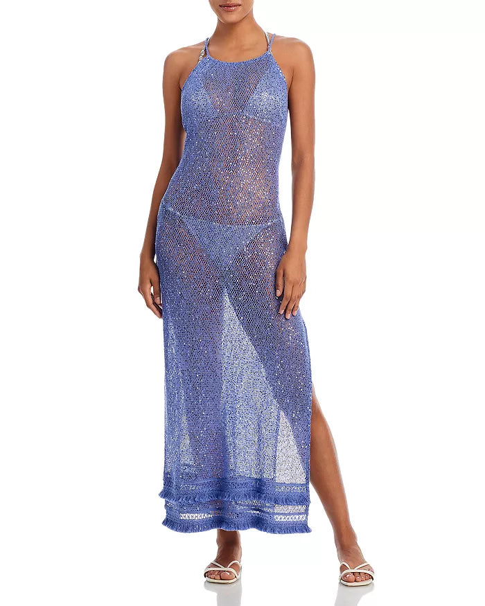 Ramy Brook Jayme Sequin Mesh Maxi Dress Swim Cover-Up