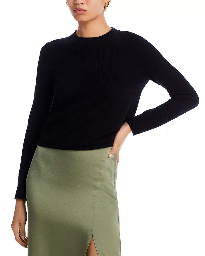 AQUA Cashmere Rolled Edge Sweater