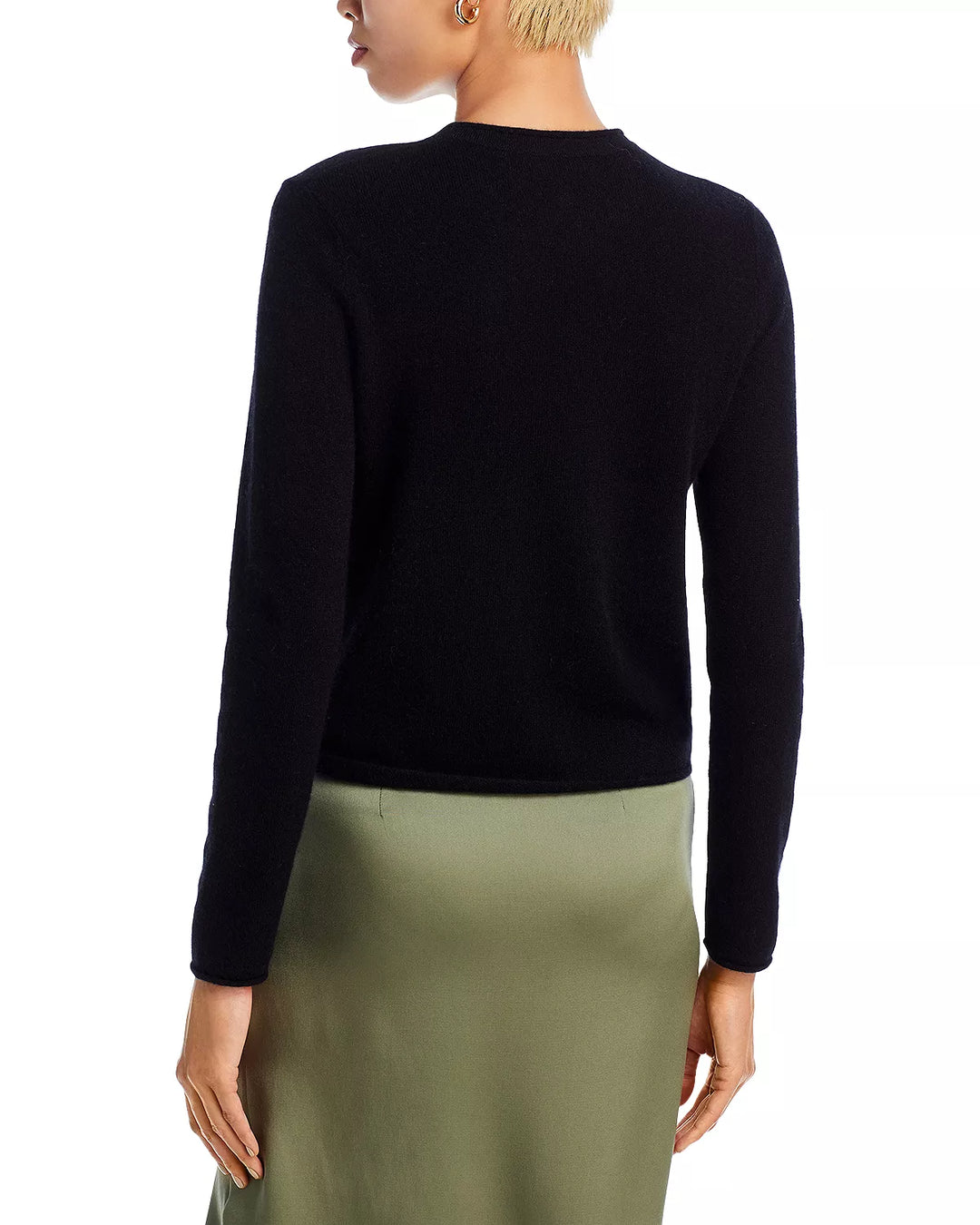 AQUA Cashmere Rolled Edge Sweater