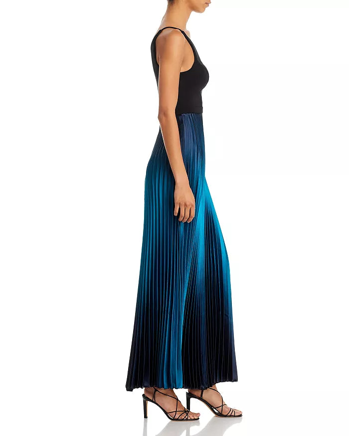 AQUA Pleated Shimmer Gown