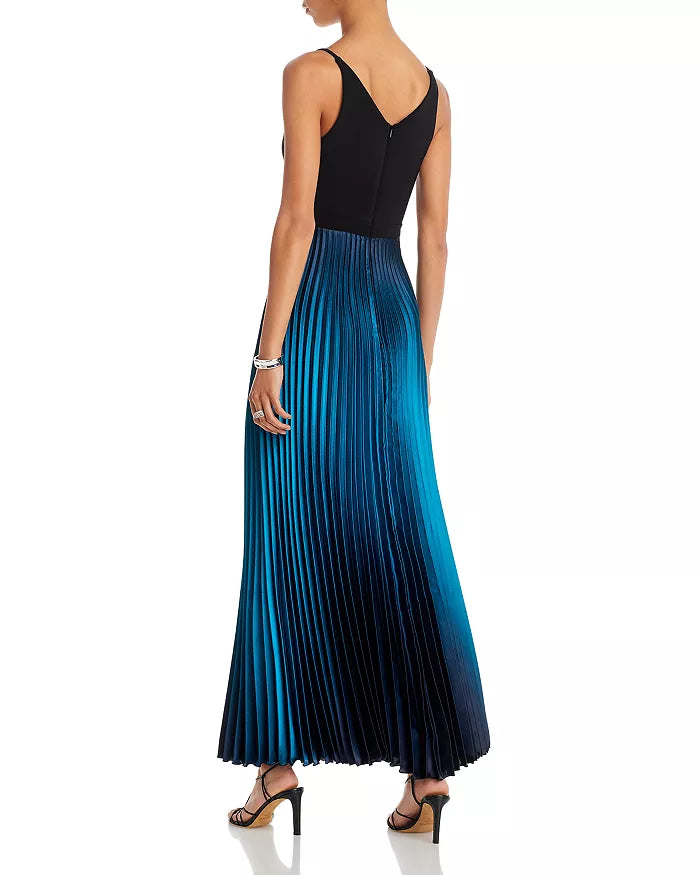 AQUA Pleated Shimmer Gown