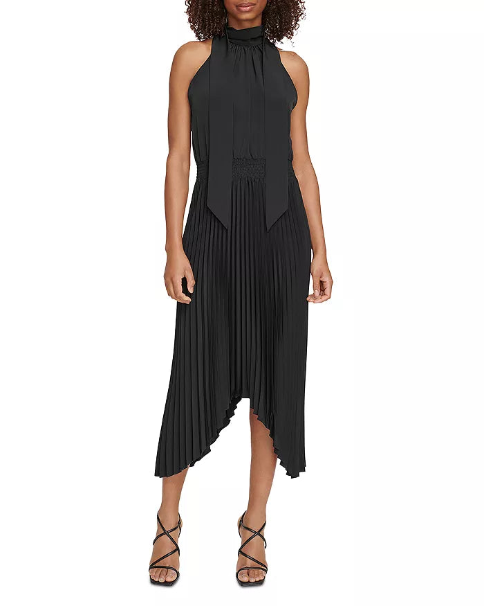 Karl Lagerfeld Paris High Neck Pleated Dress