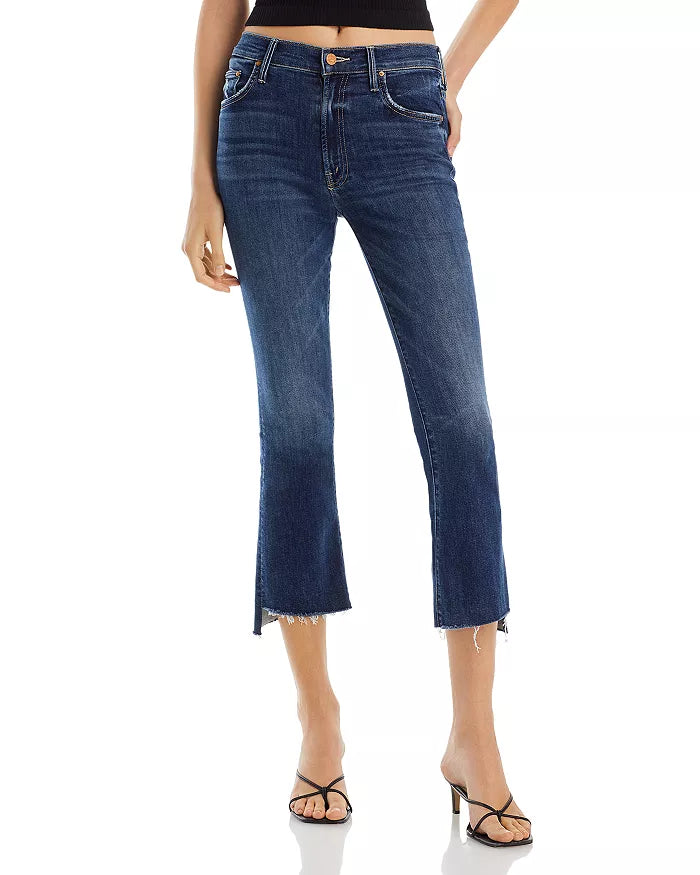MOTHER The Insider High Rise Crop Step Fray Bootcut Jeans