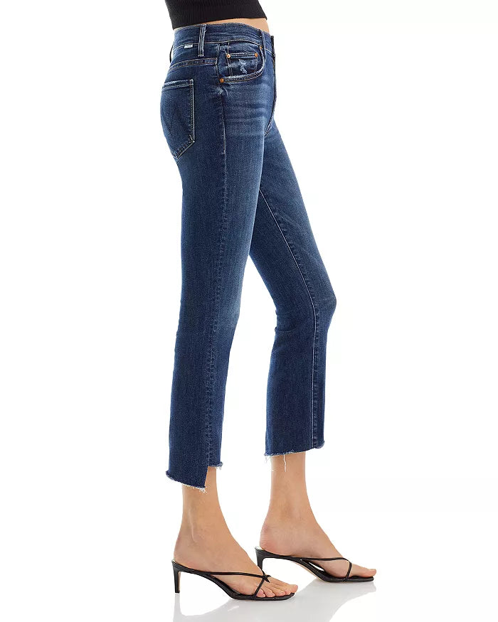 MOTHER The Insider High Rise Crop Step Fray Bootcut Jeans
