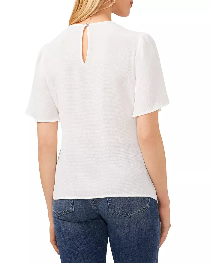 CeCe Pleated Flared Hem Top