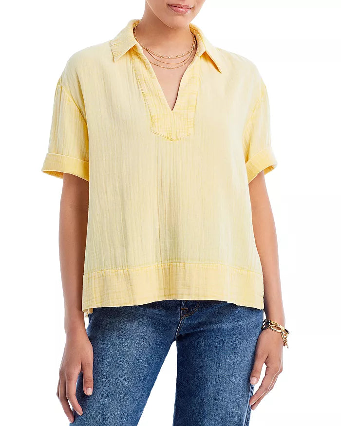 Faherty Dream Organic Cotton Gauze Wren Top