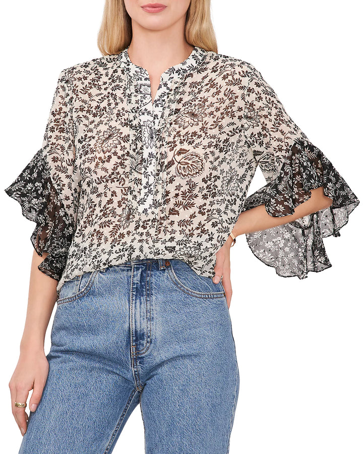 VINCE CAMUTO Pintucked Ruffle Cuff Blouse