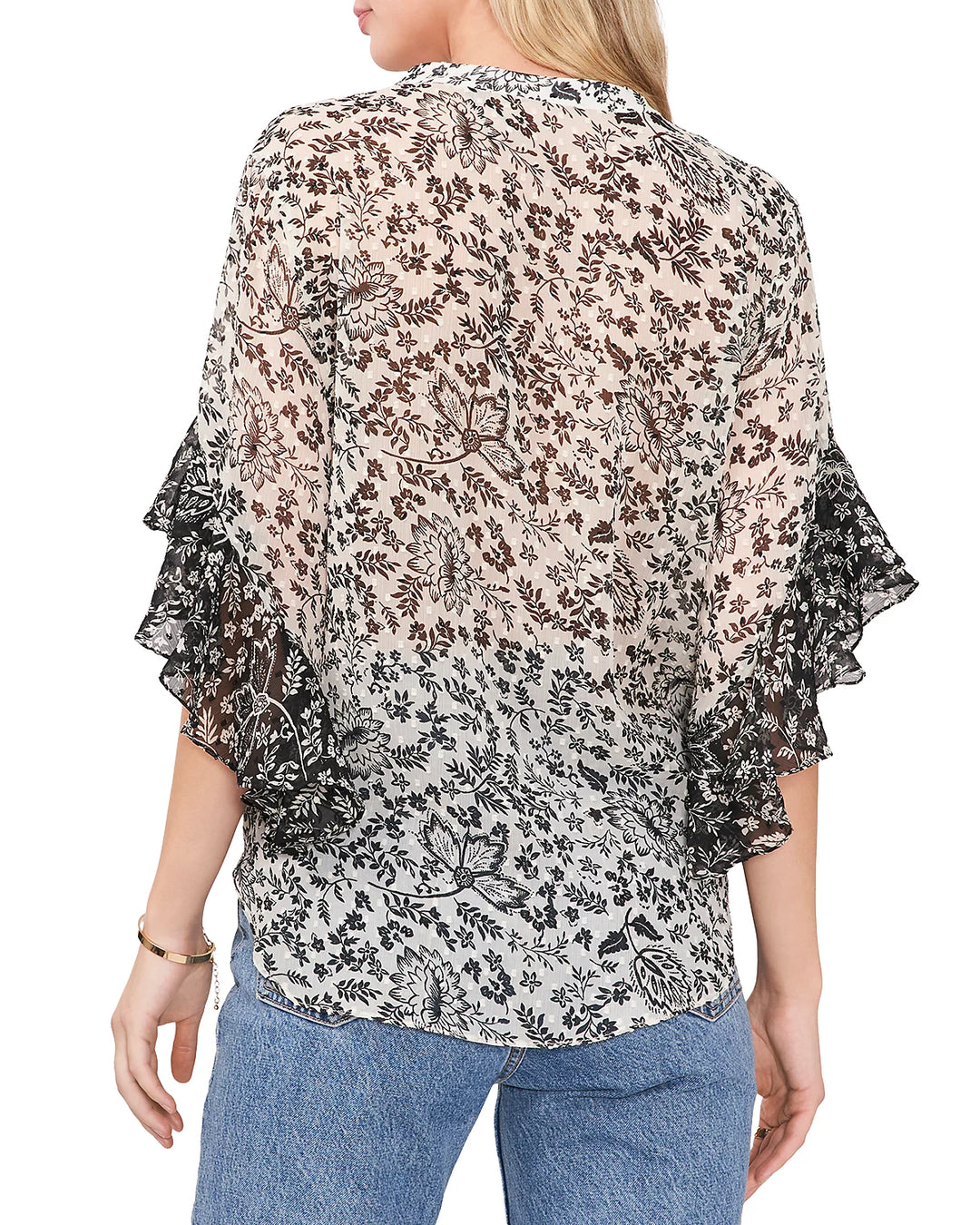 VINCE CAMUTO Pintucked Ruffle Cuff Blouse