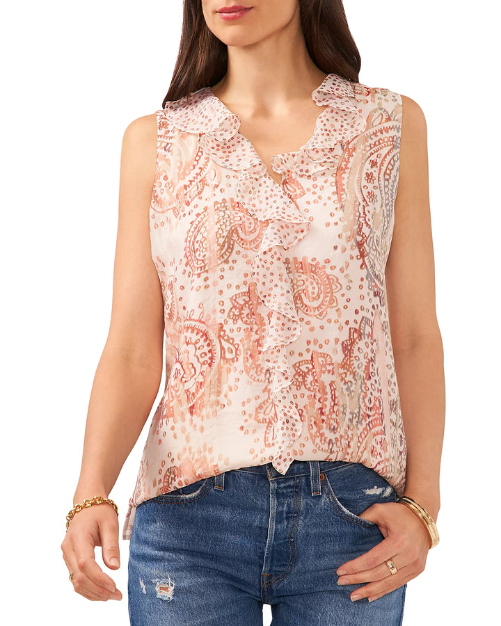 VINCE CAMUTO Ruffled V Neck Top