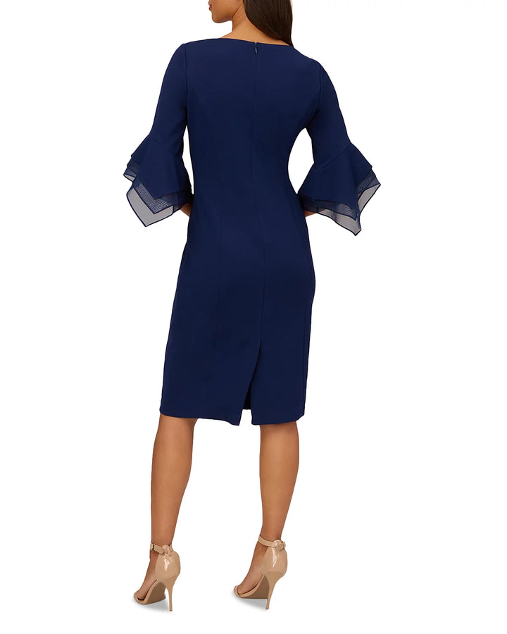 Adrianna Papell Knit Crepe Tiered Sleeve Dress