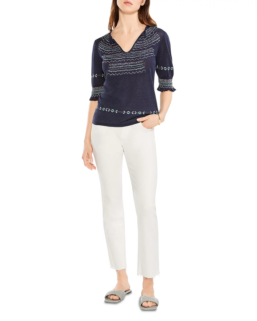 NIC+ZOE Intarsia Stitches Sweater