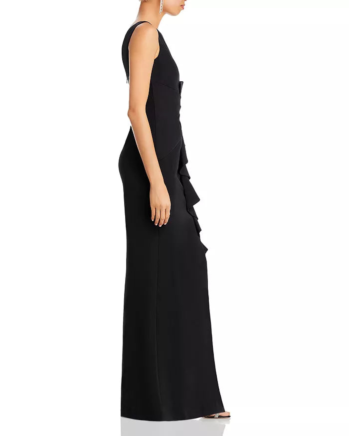 Eliza J Sleeveless Cascading-Ruffle Gown