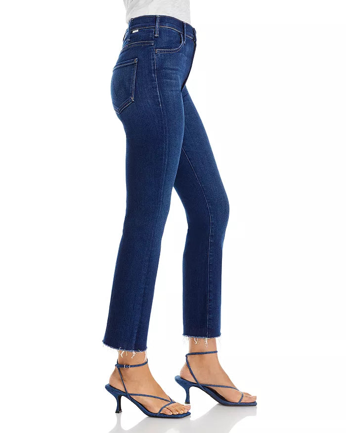 MOTHER The Hustler High Rise Frayed Flare Leg Ankle Jeans