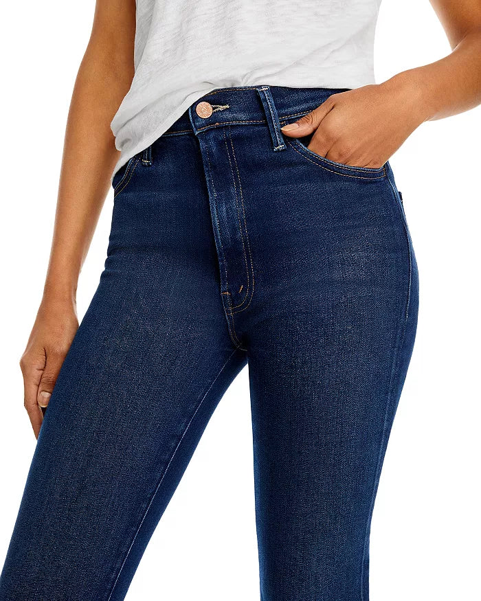 MOTHER The Hustler High Rise Frayed Flare Leg Ankle Jeans