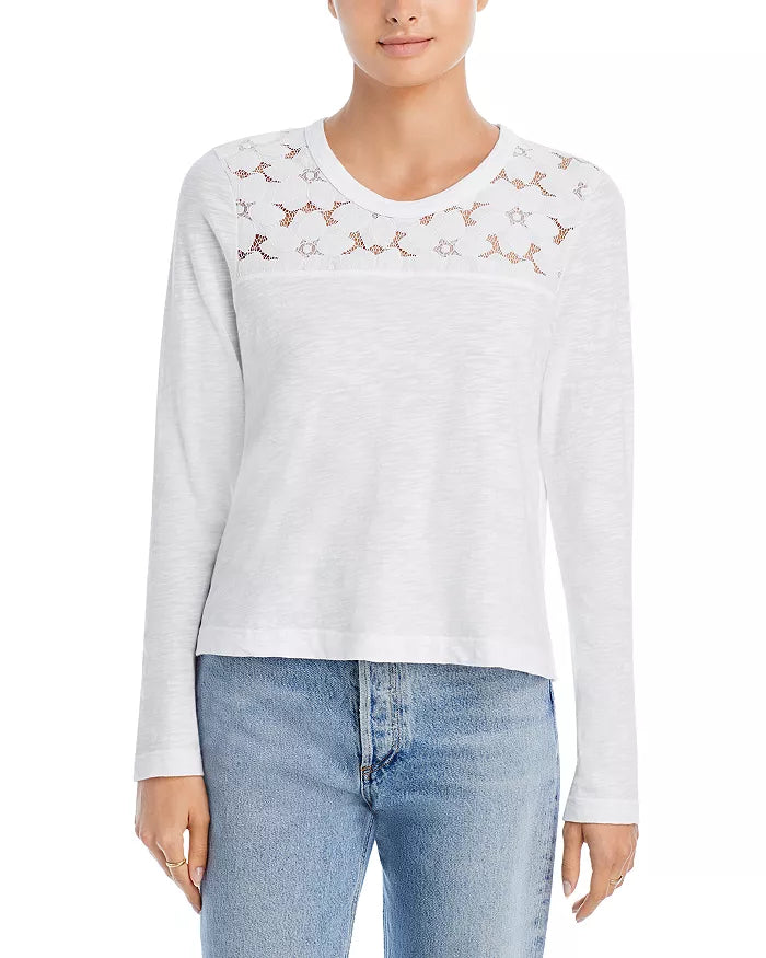 Wilt Easy Long Sleeve Lace Yoke Tee