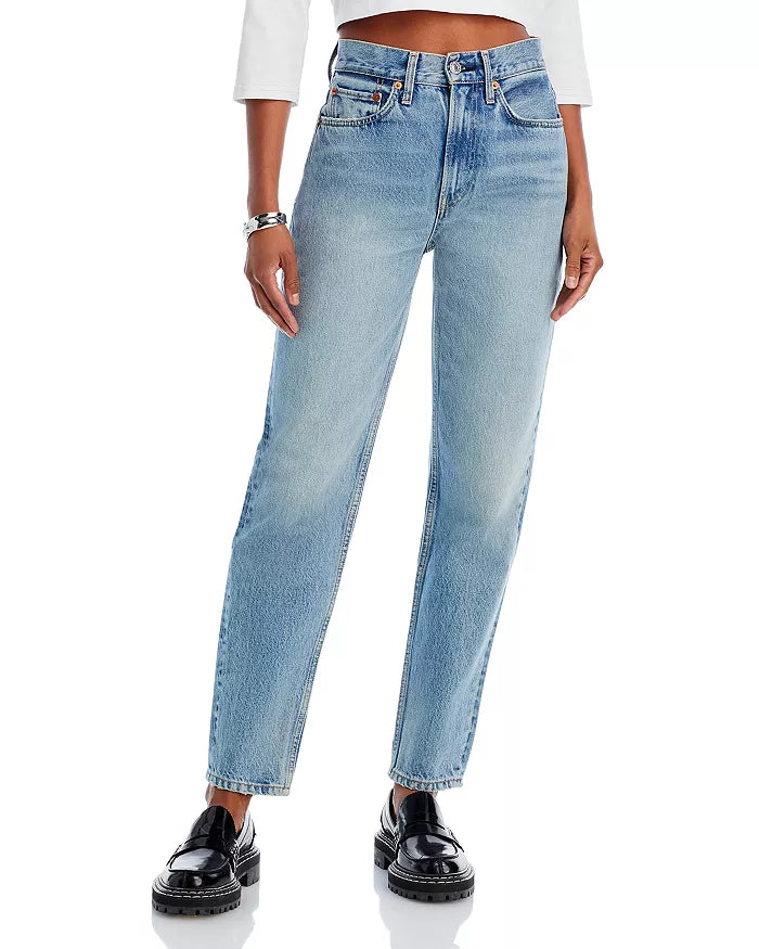 RE/DONE Taper High Rise Cotton Ankle Straight Jeans