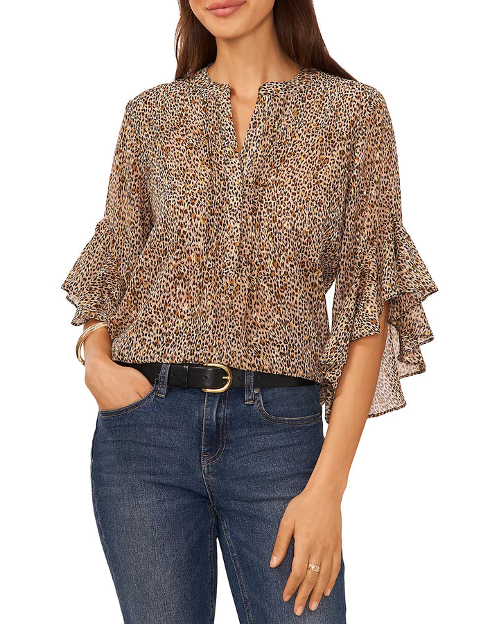 VINCE CAMUTO Ruffled Sleeve Pintucked Blouse