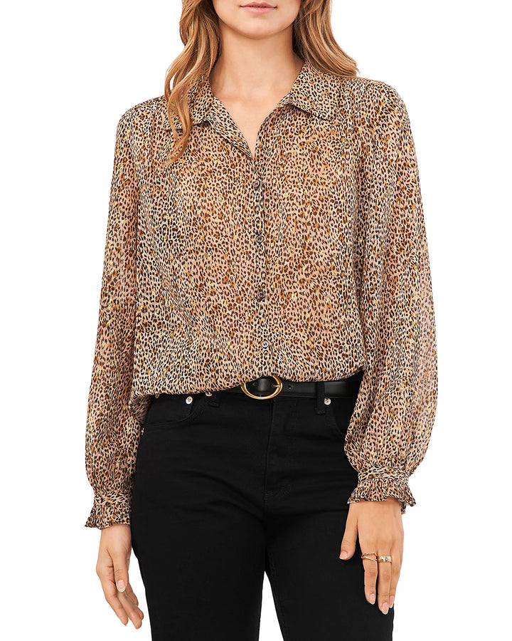 VINCE CAMUTO Animal Print Blouson Sleeve Blouse