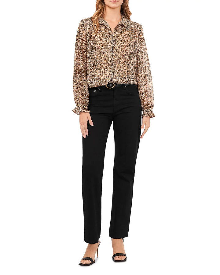 VINCE CAMUTO Animal Print Blouson Sleeve Blouse