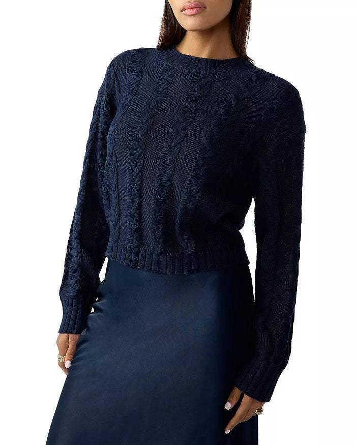 Sanctuary Cotton Cable-Knit Crewneck Sweater