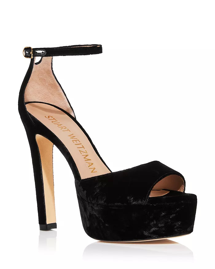 Stuart Weitzman Discoplatform Crushed Velvet Sandals