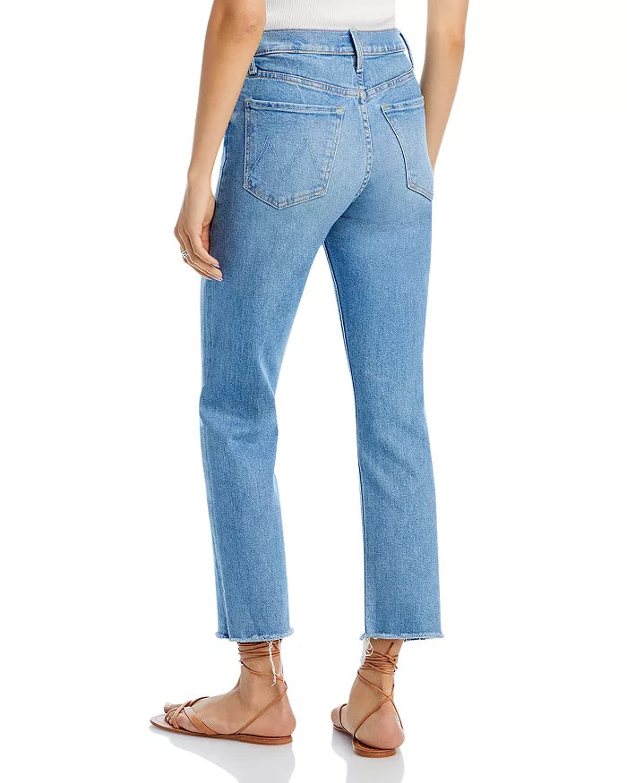 MOTHER The Tomcat High Rise Ankle Fray Straight Leg Jeans