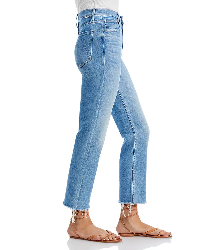 MOTHER The Tomcat High Rise Ankle Fray Straight Leg Jeans
