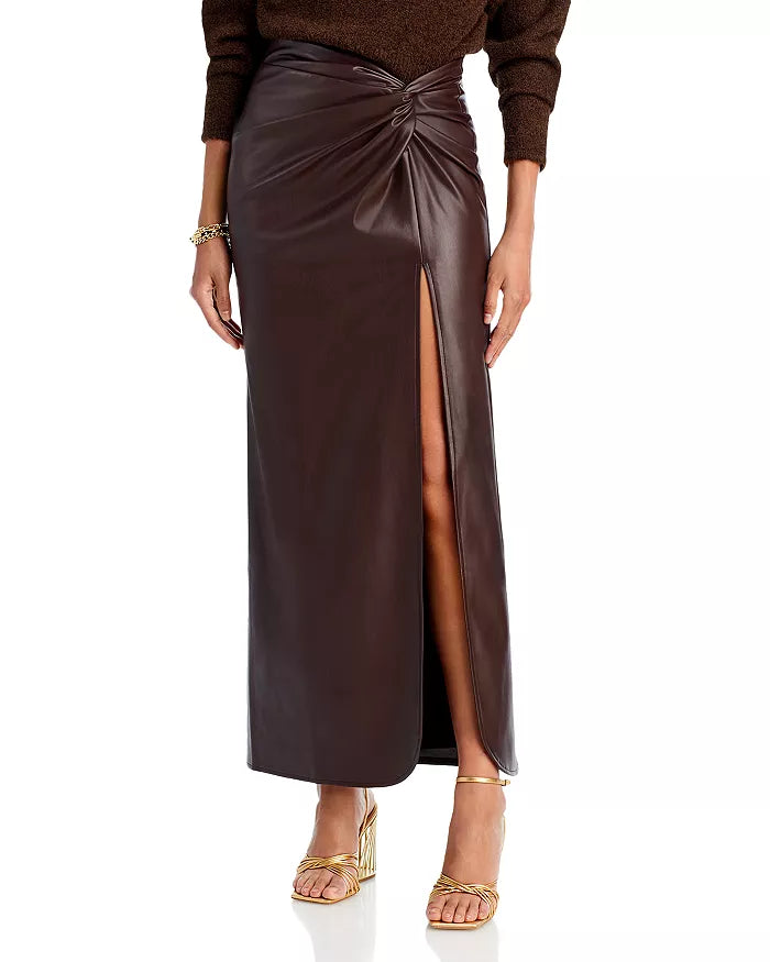 Line & Dot Carmela Twisted Faux Leather Skirt
