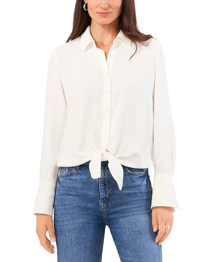 VINCE CAMUTO Collared Tie Hem Shirt