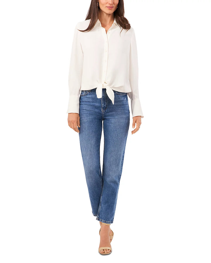 VINCE CAMUTO Collared Tie Hem Shirt