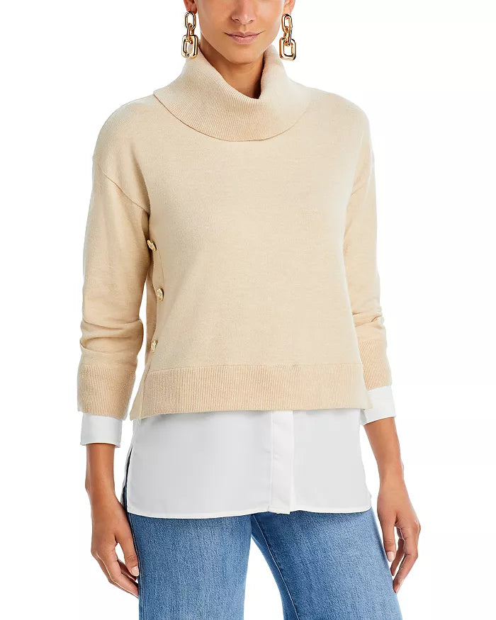 Karl Lagerfeld Paris Turtleneck Layered Look Sweater