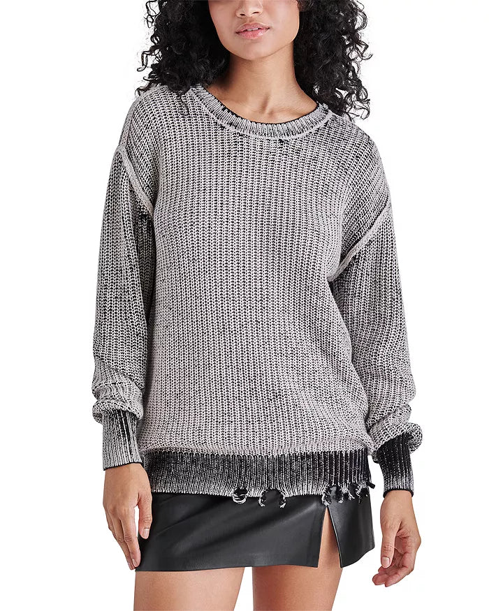 STEVE MADDEN Nelson Two Tone Destructed Sweater