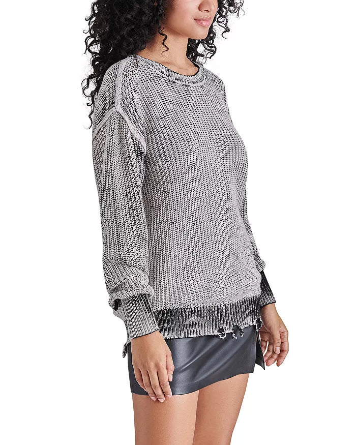 STEVE MADDEN Nelson Two Tone Destructed Sweater