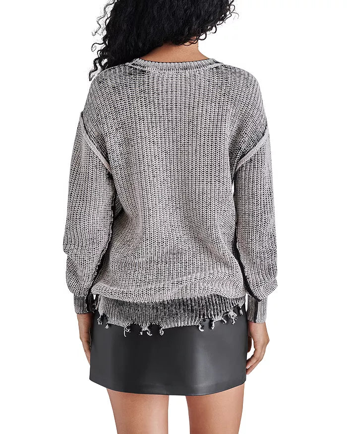 STEVE MADDEN Nelson Two Tone Destructed Sweater