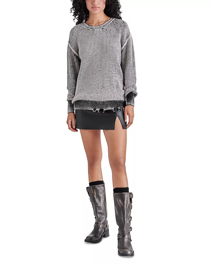 STEVE MADDEN Nelson Two Tone Destructed Sweater