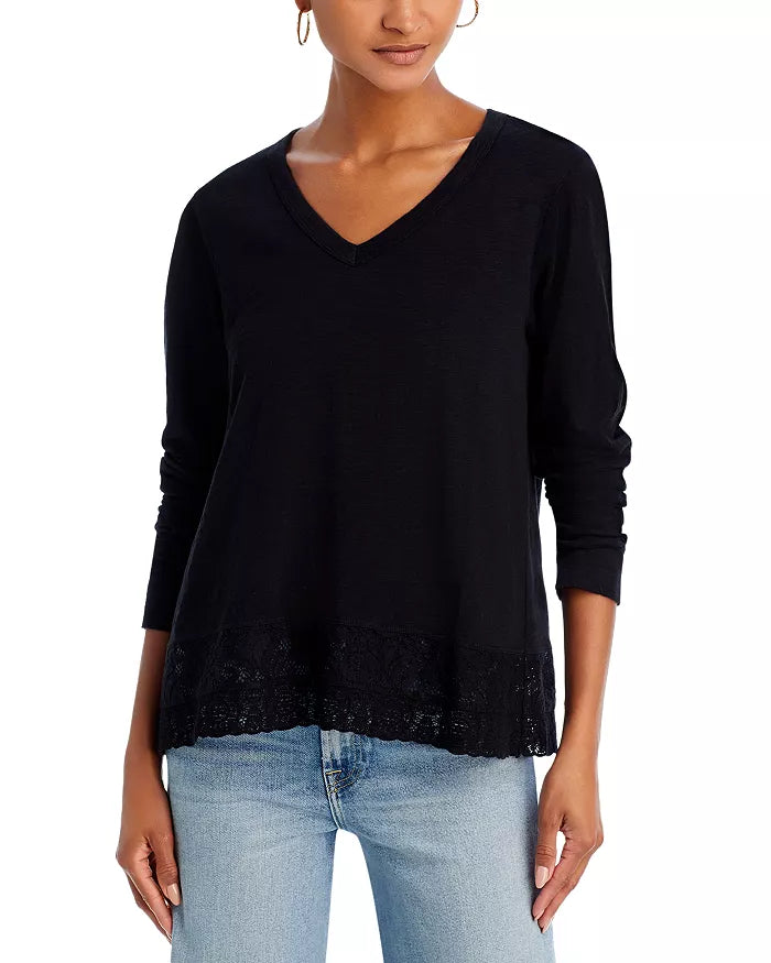 Wilt Lace Trim Long Sleeve Top