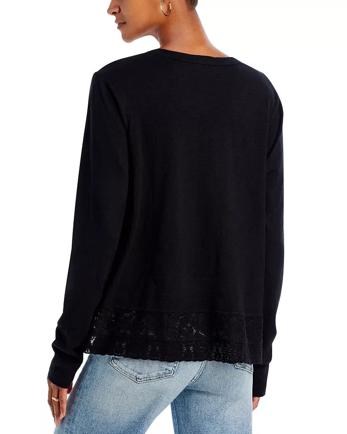 Wilt Lace Trim Long Sleeve Top