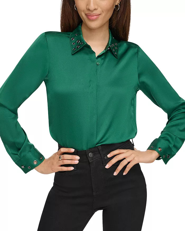 KARL LAGERFELD PARIS Grommet Trim Blouse