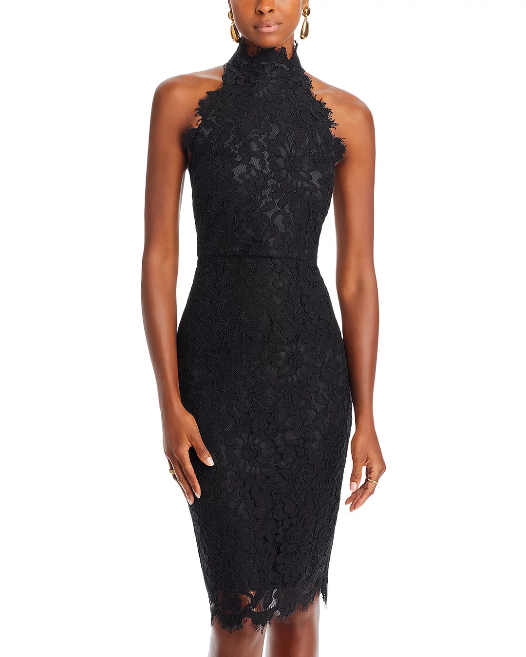 Eliza J Halter Mock Neck Lace Dress DGFOutlet Eliza J Halter Mock Neck Lace Dress DGFOutlet