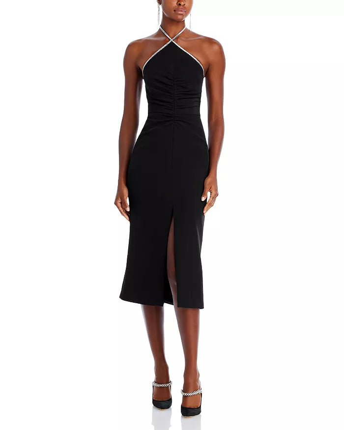 HALSTON Piper Crystal Trim Dress