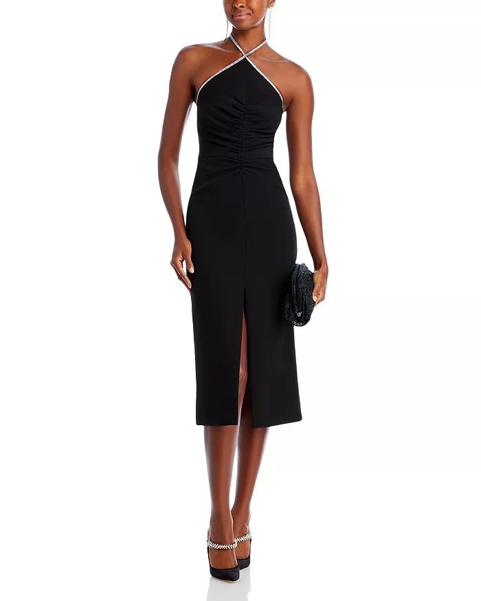 HALSTON Piper Crystal Trim Dress