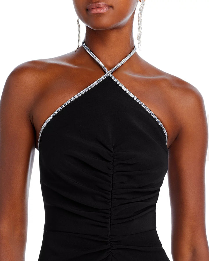 HALSTON Piper Crystal Trim Dress