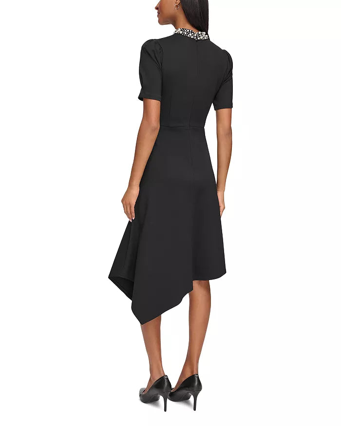 Karl Lagerfeld Paris Embellished Mock Neck Midi Dress