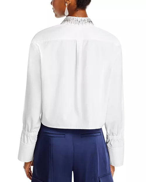A.L.C. Monica II Embellished Cropped Cotton Shirt